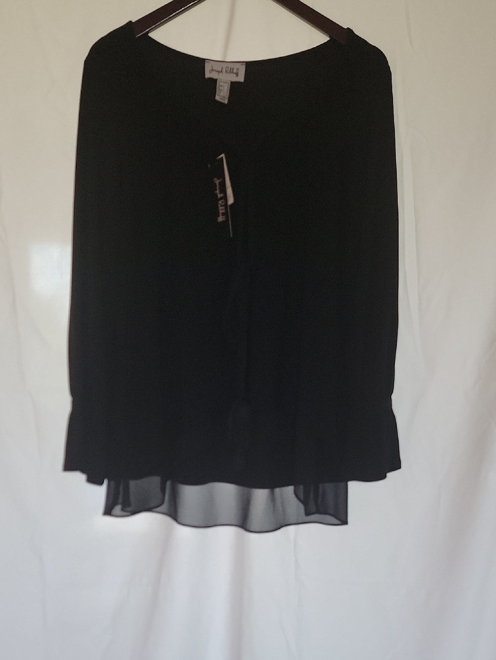 Joseph Ribkoff Black High-Low Chiffon Hem Skirt